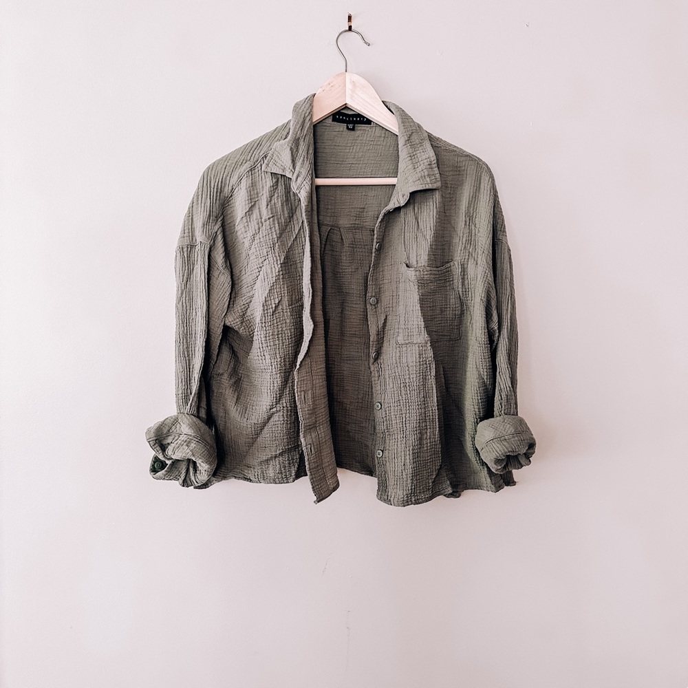 Sanctuary Olive Button Down Shirt